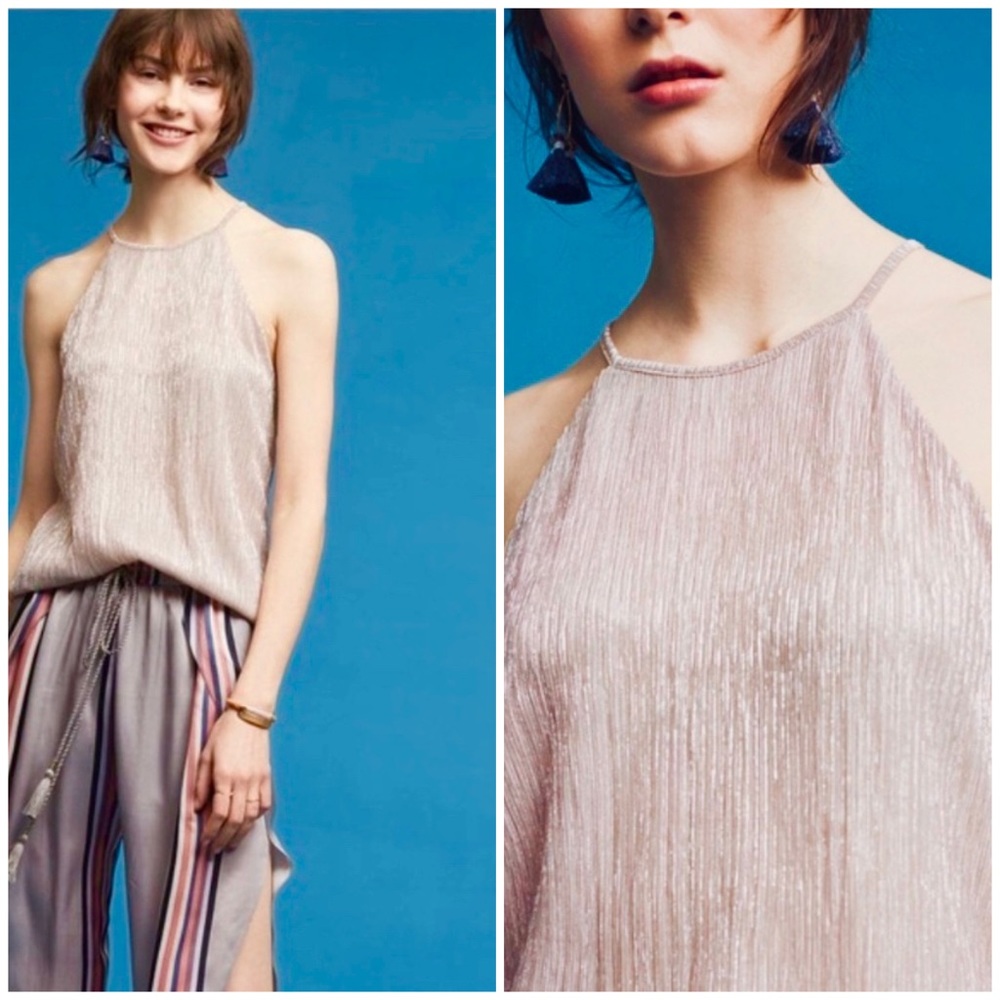 Anthropologie Maeve Sparkle/Shimmer Pink Top
